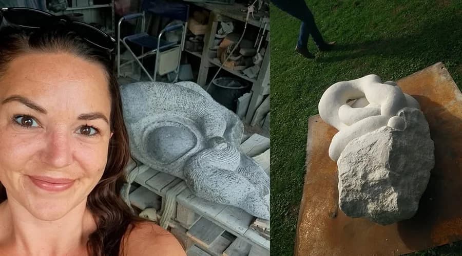 Sculptural Work with Limestone by Freja Niemann Lundrup