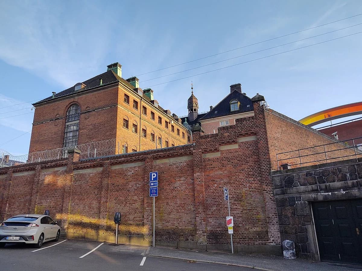 Historic red brick jail building in Aarhus
