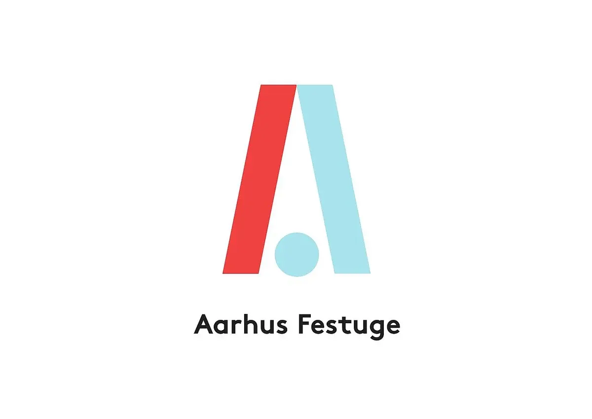 Aarhus Festuge logo with red and blue stylized A and a blue dot